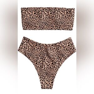 Leopard Print High Waist Bikini two piece Set